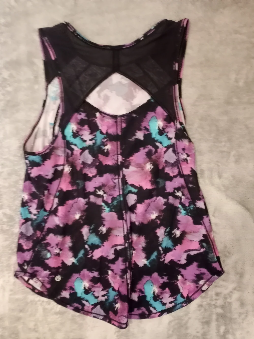 Lululemon Floral Watercolor Sleeveless Top - Purple/Black Size 12